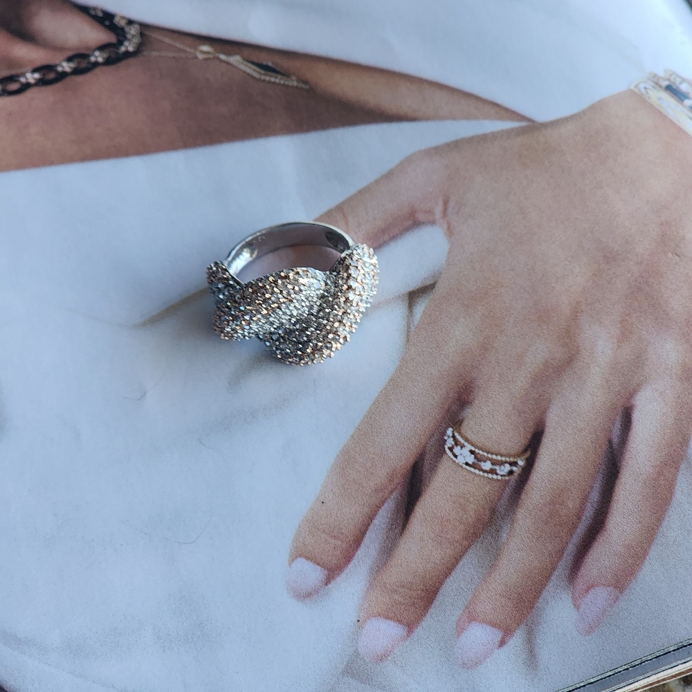 Elegant Gold and Silver Ring.925 STERLING SILVER size 6.5 - Picture 10 of 11